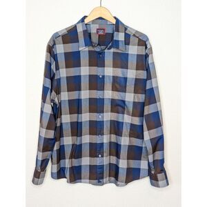 UNTUCKit Men's Dress Shirt XXL Button-Up Long Sleeve Blue Grey Plemonte 41261